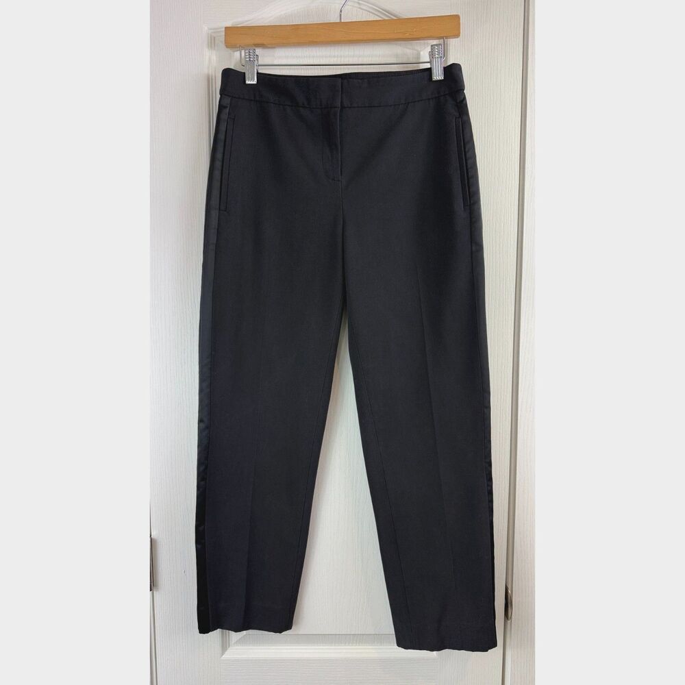 The Limited Womens Size 4 Black Slim Ankle Pants Tuxedo Satin Stripe Stretch
